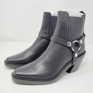 Rebecca Minkoff Jett Harness Chelsea Leather Ankle Harness Strap Biker Boots
